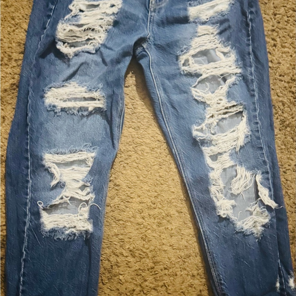 American Eagle Outfitters Ripped Blue Boyfriend Jeans